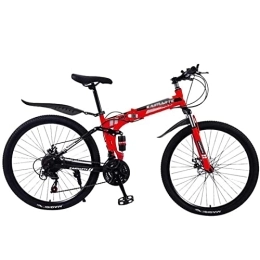 QCLU Folding Mountain Bike QCLU 24 Inch Folding Mountain Bike, Lightweight Mini Folding Bike Adult Student Bicycle Small Portable Bicycle (Color : Red)