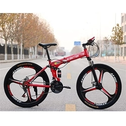 QCLU Folding Mountain Bike QCLU 26 Inch Mountain Bike, Folding Trekking Bike Men Bike Girls Bike, Adult Off-Road, 21, 24, 27 Speeds, Heavy Duty Tires and Double Disc Brake, 3 Wheel Cutters (Color : B, Size : 21-Speed)
