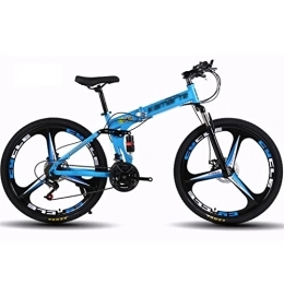 QCLU Folding Mountain Bike QCLU 26 Inch Mountain Bike, Folding Trekking Bike Men Bike Girls Bike, Adult Off-Road, 21, 24, 27 Speeds, Heavy Duty Tires and Double Disc Brake, 3 Wheel Cutters (Color : C, Size : 21-Speed)