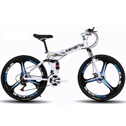 QCLU Folding Mountain Bike QCLU 26 Inch Mountain Bike, Folding Trekking Bike Men Bike Girls Bike, Adult Off-Road, 21, 24, 27 Speeds, Heavy Duty Tires and Double Disc Brake, 3 Wheel Cutters (Color : D, Size : 21-Speed)