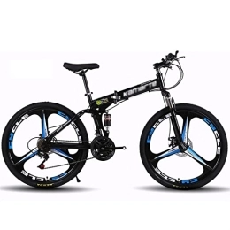 QCLU Folding Mountain Bike QCLU 26 Inch Mountain Bike, Folding Trekking Bike Men Bike Girls Bike, Adult Off-Road, 21, 24, 27 Speeds, Heavy Duty Tires and Double Disc Brake, 3 Wheel Cutters (Color : E, Size : 21-Speed)