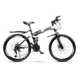 QCLU Folding Mountain Bike QCLU Foldable Mountain Bike, Outdoor Fitness, Recreational Cycling, 26 Inch Spoke Wheel, Trekking Bike Men Bike Girl Bike, Fully Mountain Bike (Color : Black, Size : 21-Speed)