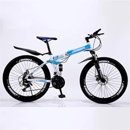 QCLU Folding Mountain Bike QCLU Foldable Mountain Bike, Outdoor Fitness, Recreational Cycling, 26 Inch Spoke Wheel, Trekking Bike Men Bike Girl Bike, Fully Mountain Bike (Color : Blue, Size : 21-Speed)