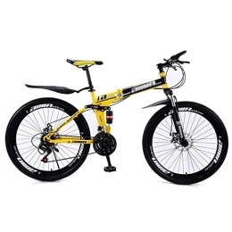 QCLU Folding Mountain Bike QCLU Foldable Mountain Bike, Outdoor Fitness, Recreational Cycling, 26 Inch Spoke Wheel, Trekking Bike Men Bike Girl Bike, Fully Mountain Bike (Color : Yellow, Size : 21-Speed)