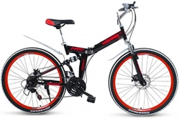 Qianqiusui Folding Mountain Bike Qianqiusui Mountain Bike, 26'' wheel Lightweight Steel Frame 21 / 27 Speeds SHIMANO Disc Brake, Red, 27speed (Color : Red, Size : 21speed)