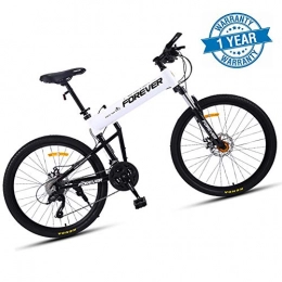 QIMENG Bike QIMENG 27.5 Inch Mountain Bike Folding Adult Mountain Bike 24 / 27 / 30-Speed Mountain Bicycle with Front Suspension Off-Road Adjustable Seat Suitable for Height 170-195Cm, White, 27 speed