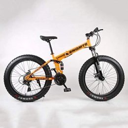 Qinmo Folding Mountain Bike Qinmo 24 Inch Mountain Bikes, Adult Boys Girls Fat Tire Mountain Trail Bike, Dual Disc Brake Bicycle, High-carbon Steel Frame, Anti-Slip Bikes, 7-21Speed (Color : D, Size : 27 speed)