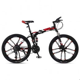 Qinmo Bike Qinmo Trafficker Mountain Bike For Adult 26 Inches, 21 / 24 / 27 Speed High carbon steel Frame 10-Spoke Wheels Suspension Folding Bikes, Shock Absorption Mountain Bicycle (Color : Red, Size : 24 speed)
