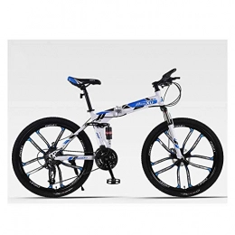 Qj Folding Mountain Bike Qj Mountain Bike 26 Inch 10 Spoke Wheels 21 Speed Shift High-Carbon Steel Frame Mountain Bike Mountain Bicycle, Blue