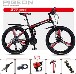Qj Bike Qj Mountain Bike 27 Speed Steel Frame 26 Inches 3-Spoke Wheels Dual Suspension Folding Bike, b