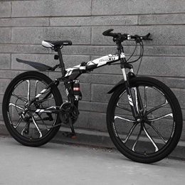 Qj Folding Mountain Bike Qj Mountain Bike 27 Speed Steel Frame 26 Inches Dual Suspension Folding Bike, a