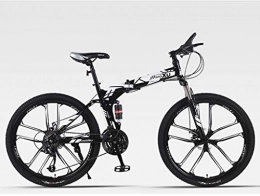 Qj Folding Mountain Bike Qj Mountain Bike 27 Speed Steel Frame 26 Inches Dual Suspension Folding Bike, Black White