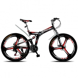 Qj Mountain Bike Bicycle 30 Speed MTB 26 Inches Dual Suspension Folding Bike,Black