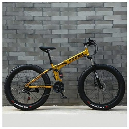 QMMD Folding Mountain Bike QMMD 26-Inch Adult Mountain Bikes, Dual Suspension Bicycle Men's Bike, Womens High-carbon Steel Road Bike, 7-21-24-27-Speed Fat Tire Anti-Slip Bikes, H Spokes, 27speed