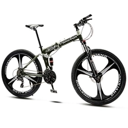 QMMD Folding Mountain Bike QMMD 26-Inch Mountain Bikes, Foldable Frame Dual Suspension Bicycle, Mens 21-24-27-30-Speed Anti-Slip Bikes, Adult Mountain Trail Bike with Dual Disc Brake, Cyan 3 Spoke, 21 speed