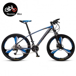 QMMD Folding Mountain Bike QMMD 33-Speed Mountain Bikes, Adult 26-Inch / 27.5-Inch Hardtail Mountain Bike, with Dual Disc Brake, Front Suspension Mountain Trail Bike, All Terrain Mountain Bike, blue 3 Spokes, 26 Inch