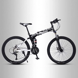 QMMD Folding Mountain Bike QMMD Foldable Frame Mountain Bikes, 24-Inch Dual Suspension Bicycle, Adult Dual Disc Brake High-carbon Steel Mountain Trail Bike, 21-24-27-Speed Anti-Slip Bikes, B Spokes, 27 speed