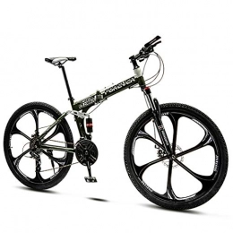 QMMD Bike QMMD Folding Mountain Bikes, 24-Inch Full Suspension Bicycle, Adult Mountain Trail Bike with Dual Disc Brake, 21-24-27-30- Speeds Anti-Slip Bikes, Bikes, Cyan 6 Spoke, 24 speed