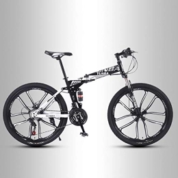 QMMD Bike QMMD MensMountain Bikes, 26-Inch Foldable Frame Bicycle, Dual Suspension, High-carbon Steel Mountain Trail Bike, Adult Dual Disc Brake All Terrain Mountain Bike, B 10 Spoke, 24 speed