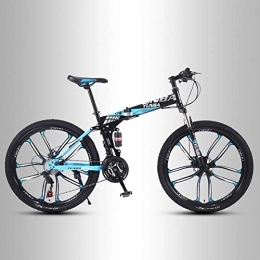 QMMD Bike QMMD MensMountain Bikes, 26-Inch Foldable Frame Bicycle, Dual Suspension, High-carbon Steel Mountain Trail Bike, Adult Dual Disc Brake All Terrain Mountain Bike, C 10 Spoke, 27 speed