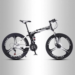 QMMD Bike QMMD Mountain Bikes 26-Inch, Adult Foldable Frame Bicycle, Dual Disc Brake Anti-Slip Bikes, High-carbon Steel, Mountain Bicycle, All Terrain Mountain Bike, B 3 Spoke, 24 speed