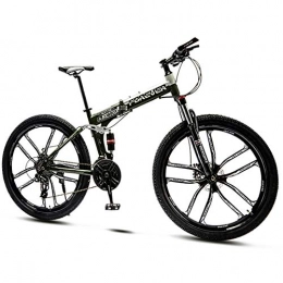 QMMD Bike QMMD Mountain Bikes Adult, 26-Inch Folding Mountain Trail Bike, Dual Disc Brake Mountain Bicycle, 21-24-27-30-Speed Anti-Slip Bikes, Full Suspension Road Bike, Cyan 10 Spoke, 30 speed