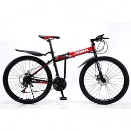 QXue Bike QXue 24 Inches Mountain Bike For Men and Women, High Carbon Steel Dual Suspension Frame Mountain Bike, Variable speed spoke wheel Folding Outroad Bike, Red, 24 speed