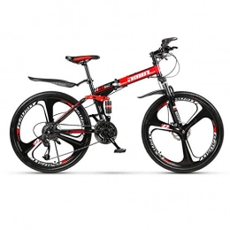 QXue Bike QXue 24 Inches Mountain Bike For Men and Women, High Carbon Steel Dual Suspension Frame Mountain Bike, Variable speed wheel Folding Outroad Bike, Red, 27 speed