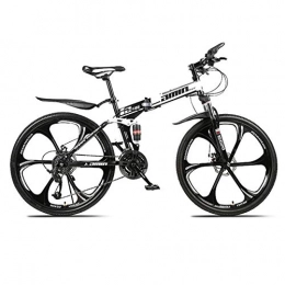 QXue Bike QXue 24 Inches Mountain Bike For Men and Women, High Carbon Steel Dual Suspension Frame Mountain Bike, Variable speed wheel Folding Outroad Bike, White, 30 speed