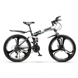 QXue Bike QXue 26 Inches Mountain Bike For Men and Women, High Carbon Steel Dual Suspension Frame Mountain Bike, Variable speed wheel Folding Outroad Bike, White, 21 speed