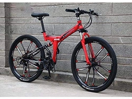 QZ Folding Mountain Bike QZ Folding Bike Bicycle Mountain Bikes For Men Women, High Carbon Steel Frame, Full Suspension Soft Tail, Double Disc Brake, Anti-Skid Tire (Color : C, Size : 24 inch 21 speed)