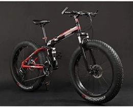 QZ Folding Mountain Bike QZ Folding Mountain Bike Bicycle, Fat Tire Dual-Suspension MBT Bikes, High-Carbon Steel Frame, Double Disc Brake, Aluminum Pedals And Stems, 24 inch 30 speed