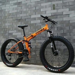 QZ Bike QZ Folding Mountain Bike Bicycle for Adults, Full Suspension High Carbon Steel Frame MTB Bikes with Magnesium Alloy Wheels Double Disc Brake (Color : Orange, Size : 24 inch 24 speed)