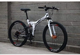 QZ Folding Mountain Bike QZ Folding Mountain Bike Bicycle for Men Women, High Carbon Steel Frame, Full Suspension MTB Bikes, Dual Disc Brake (Color : B, Size : 26 inch 27 speed)