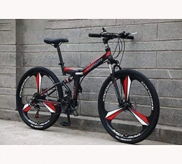 QZ Folding Mountain Bike QZ Folding Mountain Bike for Men Women, High Carbon Steel Frame Full Suspension MBT Bike with MAQISI Tire PVC And Aluminum Pedals (Color : C, Size : 26 inch 27 speed)
