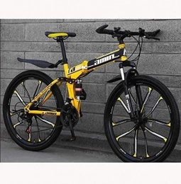 QZ Folding Mountain Bike QZ Mountain Bike Bicycle for Adults, High-Carbon Steel Frame, Dual Suspension Folding Bike, Dual Disc Brakes, Size:26 inch 27 speed (Color : D, Size : 26 inch 24 speed)