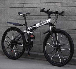 QZ Bike QZ Mountain Bike Folding Bikes, Double Disc Brake Full Suspension Anti-Slip, Lightweight Aluminum Frame, Suspension Fork