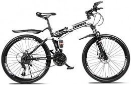 QZ Bike QZ Mountain Bike Folding Bikes Speed Double Disc Brake Full Suspension Anti-Slip, Lightweight Aluminum Frame, Suspension Fork (Color : White, Size : 24speed)