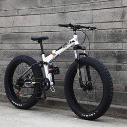 QZ Folding Mountain Bike QZ Mountain Bikes, Fat Tire Hardtail Men's Snowmobile, Dual Suspension Frame And Suspension Fork All Terrain Mountain Bicycle Adult (Color : E, Size : 21 speed)