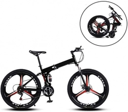 QZ Folding Mountain Bike QZ Mountain Bikes, Folding High Carbon Steel Frame 24 Inch Variable Speed Double Shock Absorption Three Cutter Wheels Foldable Bicycle (Color : C, Size : 24 speed)