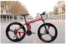 QZMJJ Mountain Bike, Mountain Trail Bike High Carbon Steel Outroad Bicycles 24" Inch 3-Spoke Wheels High-Carbon Steel Frame, 21/24/27/30 Speed With Disc Brakes (Color : Red, Size : 27 Speed)