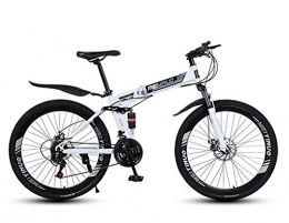 RHSMSS Folding Mountain Bike RHSMSS Folding 26 Inches Carbon Steel Bicycles, Mountain Bike, Double Shock Variable Speed Adult Bicycle, 40 Knife Spoke Wheels, Appropriate Height 160-185cm, White, 26 in (24 speed)