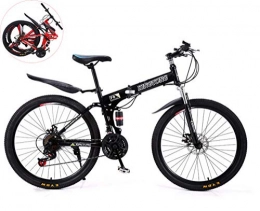 RHSMSS Bike RHSMSS Unisex High-carbon Steel Variable Speed Mountain Bike, 24 Inches Double Shock Absorption Foldable Bicycle, Black, 24in (24 speed)