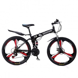 RICHLN Bike RICHLN 24 Inches 3 Cutter Wheel, High-carbon Steel Hardtail Cruiser Bike, For Teens Of Adults Men And Women, Foldable Sports Mountain Bike Black - 3 Spoke 24", 24 Speed