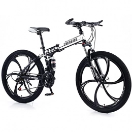 RMBDD Folding Mountain Bike RMBDD 26 Inch Wheels Folding Mountain Bike Full Suspension 24 Speed Mountain Bicycle with High Carbon Steel Foldable Frame and Double Disc Brake 24-Speed Braking System for Adults Bike
