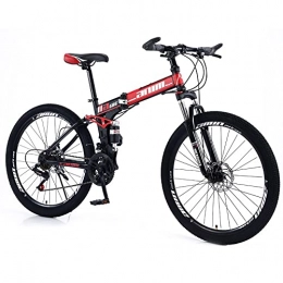 RMBDD Folding Mountain Bike RMBDD Folding Mountain Bikes 27 Speed Gear System Dual Suspension Anti-Slip Shock-Absorbing Bicycle 26 Inches Bike with High Carbon Steel Frame and Dual Disc Brake for Adult Men or Women