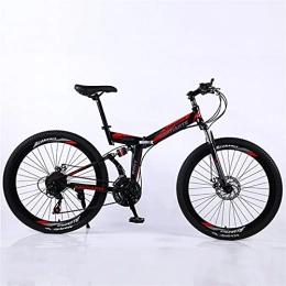 JWYing Bike Road bike racing foldable bicycle mountain bike 26 / 24 inch steel 21 / 24 / 27 speed bike double disc brake 2021 (Color : BlackRed 40 spoke, Number of speeds : 26 Inches 21Speed)