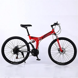 JWYing Bike Road bike racing foldable bicycle mountain bike 26 / 24 inch steel 21 / 24 / 27 speed bike double disc brake 2021 (Color : Red spoke wheel, Number of speeds : 26 Inches 27Speed)