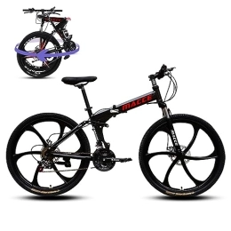 Rocky Green Folding Mountain Bike, High-Carbon Steel Gears Folding Bike, Dual Disc Brake Mountain Bicycle for Adults/Men/Women (Black,26" 30 speed)