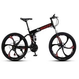 RPOLY Folding Mountain Bike RPOLY Mountain Bike Folding Bikes, Adult Folding Bike, 24-Speed, Dual Disc Brake, Off-road Variable Speed Bicycle, Black_24 Inch